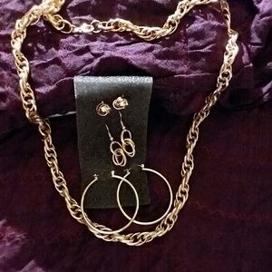 Necklace and 3 pair earrings